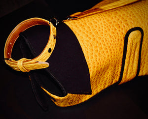 Yellow Mock Croc over Cognac Collar