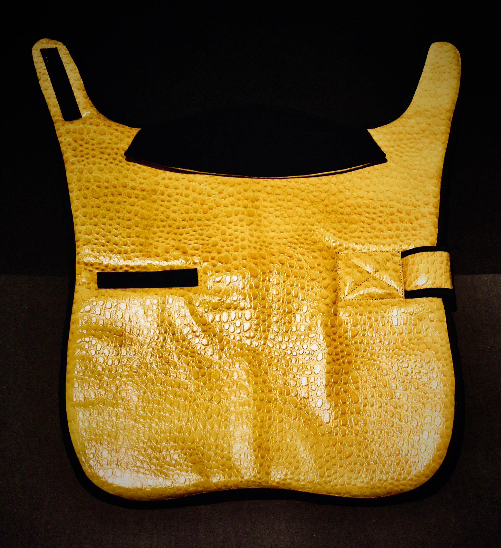 Yellow Mock Croc over Black Cashmere Blend Jacket